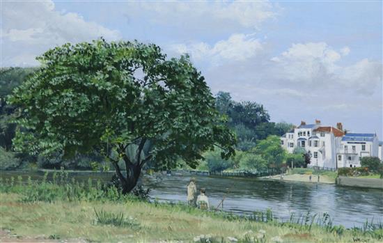 Brian Wright, oil Fishing at Twickenham(-)